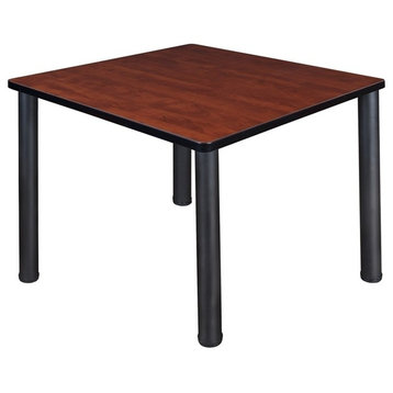 Kee 36" Square Breakroom Table, Cherry/Black