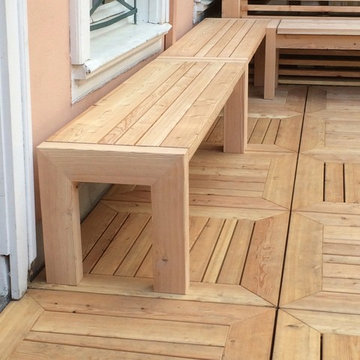 Terrasse caillebotis mélèze