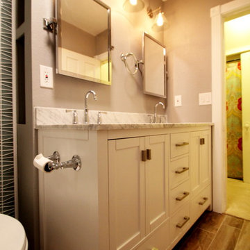 Eclectic Sloans Lake Master Bathroom & Custom Closet Design