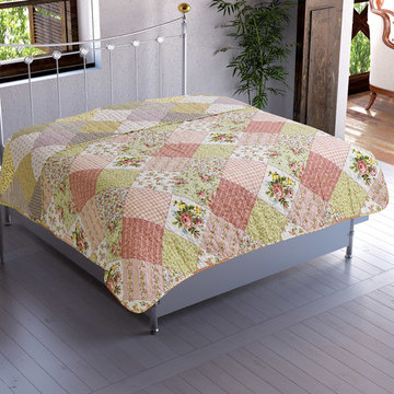 Chiara Rose Microfiber Reversible 1-Piece Multipurpose Quilted Throw Blanket