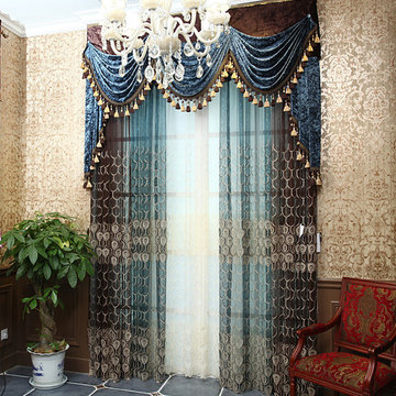 Customized Curtains in Blue Color