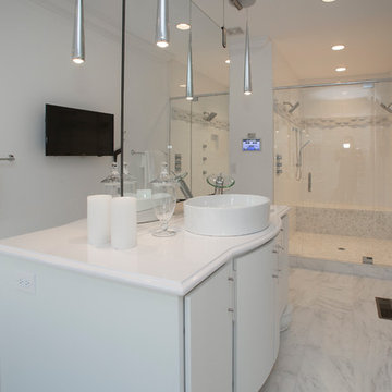 Master Bathroom- Double sided mirrors, Large Shower, TV Mounted on both walls
