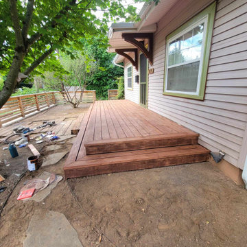 Tight knot cedar deck with rusticana stain