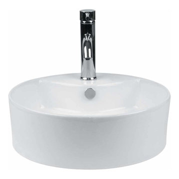 Bathroom Vessel Sink White Porcelain Prescott Faucet Hole |