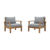 Marina 2 Piece Outdoor Patio Teak Set, Natural Gray