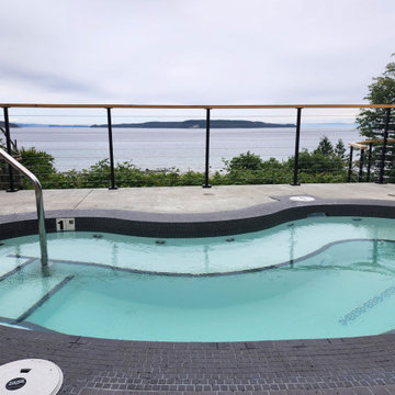 Black metal post cable railing project in Vancouver Island, British Columbia