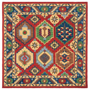 Safavieh Heritage Hg352Q Traditional Rug, Red and Gold, 6'0"x6'0" Square