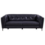 Armen Living - Primrose Navy Contemporary Top Grain Leather Power Recliner Sofa - The Armen Living Primrose Contemporary Top Grain Leather Power Recliner Chair offers full motion reclining support while maintaining a stunning leather clad appearance. An excellent choice for the modern living room, the Primrose is upholstered with all around top grain genuine leather pulled over durable wood padded in high density foam. This combination of materials adds sophistication to the piece without degrading the chair&rsquo;s overall durability. A beautiful and durable piece, the Primrose is certain to enhance the atmosphere of your household. The Primrose collection features a sofa or chair, available in your choice of Greige or Navy Genuine leather.