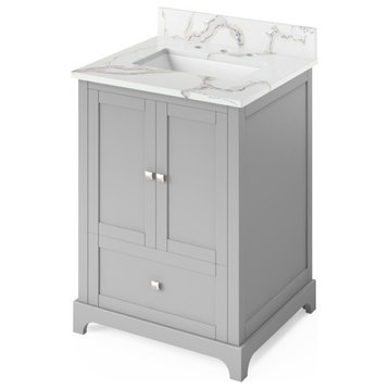 Jeffrey Alexander Addington 24" Grey Single Sink Vanity With Quartz Top