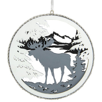 4.25" Gray Moose 2-D Cut-Out Silhouette Christmas Ornament