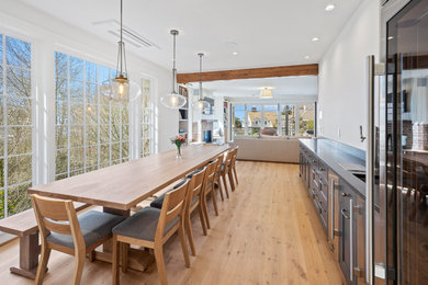 Example of a transitional dining room design in Seattle