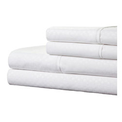 Embossed White 4-Piece 90 GSM Microfiber Queen Sheet Set - Sheet And Pillowcase Sets
