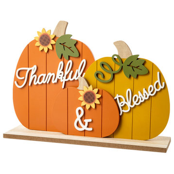 16"L Thanksgiving Wooden Pumpkins Table Decor