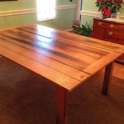 Dining Table Reclaimed Oak and Cherry with Ebony inlay. - Dining Tables