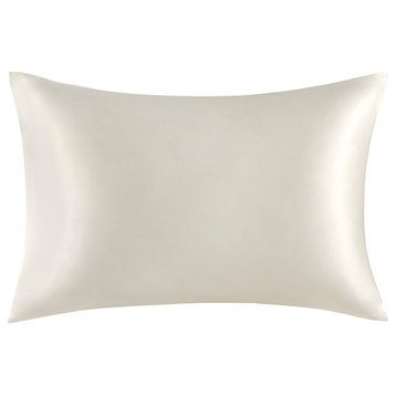 Madison Park Mulberry Silk Luxury Single Pillowcase, Ivory, King