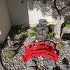 Miniature Red Japanese Wood Garden Bridge, 25", Assembled