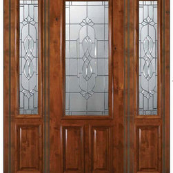 Pre-hung Sidelights Door 96 Wood Alder Kensington 2/3 Lite Glass - Front Doors