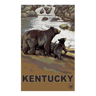 Watercolour Travel Poster The Rockies Brown Bears Decor Art Print