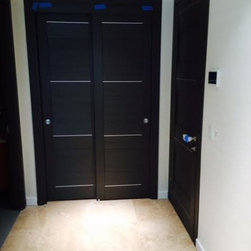 Modern Double Doors with Metal Accent in Wenge Finish - Interior Doors