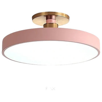 Minimalist Led Ceiling Lamp for Bedroom, Kitchen, Balcony, Corridor, Pink, Dia19.7xh5.1", 3 Colors Switchable