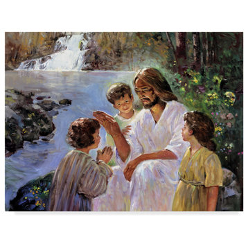 Hal Frenck 'Christ And The Children' Canvas Art, 19"x14"