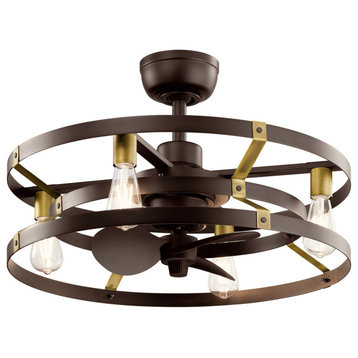 Cavelli 4 Light 13" Indoor Ceiling Fan, Satin Natural Bronze