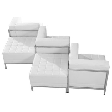 Flash Furniture Imagination 5-Pc Leather Upholstered Reception Sofa Set in White