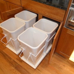 recycle bins on roll-out tray.jpg - Trash Cans