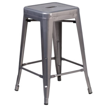 Flash Furniture 24" Backless Metal Counter Stool in Gray