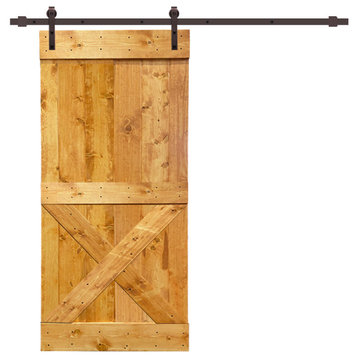 TMS Mini X Barn Door With Sliding Hardware Kit, Colonial Maple, 36"x84"