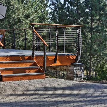 Log Style Mountain Lake House Deck Stairs