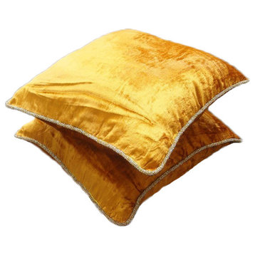 Orange Yellow Solid Color Pillowcases, Velvet 18x18 Pillow Case, Glorious Flame