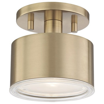 Mitzi by Hudson Valley Nora 1-Light Flush Mount, Aged Brass, H159601-AGB