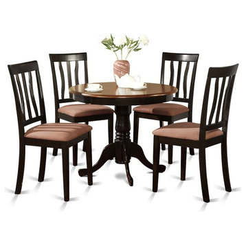 5-Piece Kitchen Table Set, Small Table and 4 Dining Chairs, Black, Cherry
