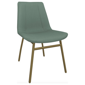 May Side Chair, Moss Paloma Leather, Brass Powder Coat