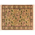 Bareens Designer Rugs - Imran Pak Persian Chiquita Beige/Green Wool Rug - 3'2'' x 5'1'' - Designed with mesmerizing intricacy and gorgeous color palette, this hand-knotted masterpiece demonstrates the beauty and electrifying thrill of Pak Persian art. These meticulously hand-knotted Pak-Persian rug is made with pure wool and features breathtaking traditional, transitional, and tribal designs in bold luxurious color pallets. Known for their intricate designs these rugs are a reproduction of Persian rugs, made in Pakistan with unique Mughal designs. Made by master weavers using the same Persian texture, design and dying technique, we wanted to produce the most significant manifestation of Persian art, life, and culture. This rug is most famous for its exceptional quality, incredible designs, patterns, and vibrant rich color. Pak-Persian rugs made with Persian weave with high knot counts, which enables the high intricacy and detail found in the patterns are also referred to as "State of art", each color adds a rich beautiful detail in the artwork of this rug. The design, color, and beautiful chromatic composition with a vibrant sheen with intricate designs, exude beauty, elegance, and quality make this rug a masterpiece of its own.