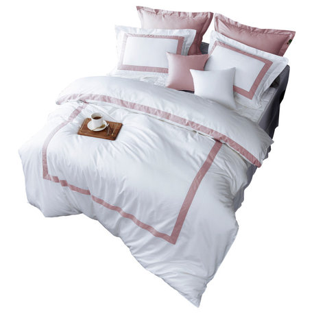 LaCozi Cotton Sateen Modern Boutique Hotel Light French Pink Duvet Cover Set, Ki