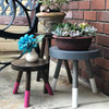 Modern Plant Stand Three Leg Stool Tall by CW Furniture Wood Indoor Flower Pot
