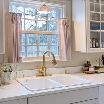 Modern Kitchen Freshine Elara Linen Light Pinkish Gray Cafe Curtains by FRESHINE