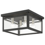Livex Lighting - Milford 4 Light Black With Brushed Nickel Finish Candles Square Flush Mount - The cornerstone of the Milford collection is quality, and this flush mount is no exception. Combining a black transitional finish with nautical contemporary styling, you will find no better way to highlight the charm of your home.  This four-light square flush mount will be a great addition to any room of the home.  With superb craftsmanship and affordable price, this fixture is sure to inspire.