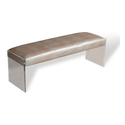 Nori Lizard Leather Bench with Acrylic Legs - Indoor Benches