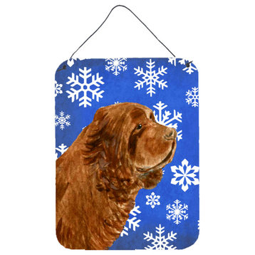 Sussex Spaniel Winter Snowflakes Holiday Wall Or Door Hanging Prints