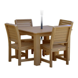 Highwood - Highwood Weatherly 5pc Square Dining Table Set - AD-DNW44, Toffee - Outdoor Dining Sets