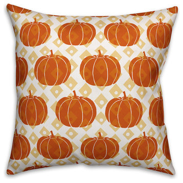 Diamond Pumpkin Pattern Throw Pillow, 18"x18"