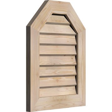 16x16 Octagonal Top Wood Gable Vent: Non-Functional, Decorative Face Frame