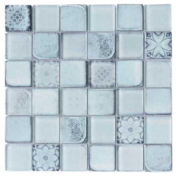 TCRNG Classic Roman 2x2 Glass Mosaic Tile, Blue