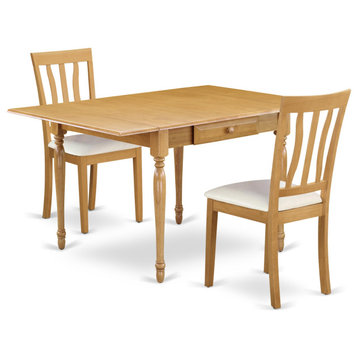 3-Piece Table Set For 2- Table, 2 Wooden Dining Chairs
