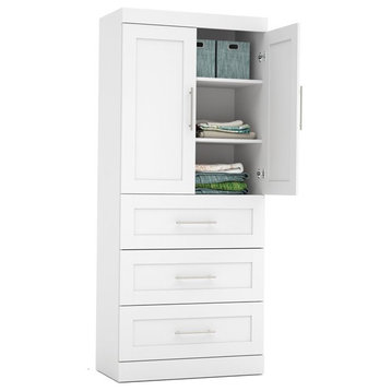 Bestar Pur 36W Wardrobe with Drawers in White - Engineered Wood