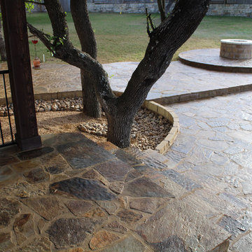 Get rid of your builder grade patio and extend it with a fire pit