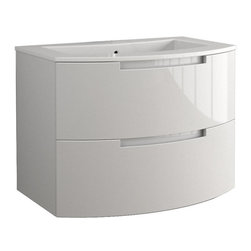 Italian 29 inch Modern Floating Bathroom Vanity White Glossy Finish - Bathroom Vanities And Sink Consoles